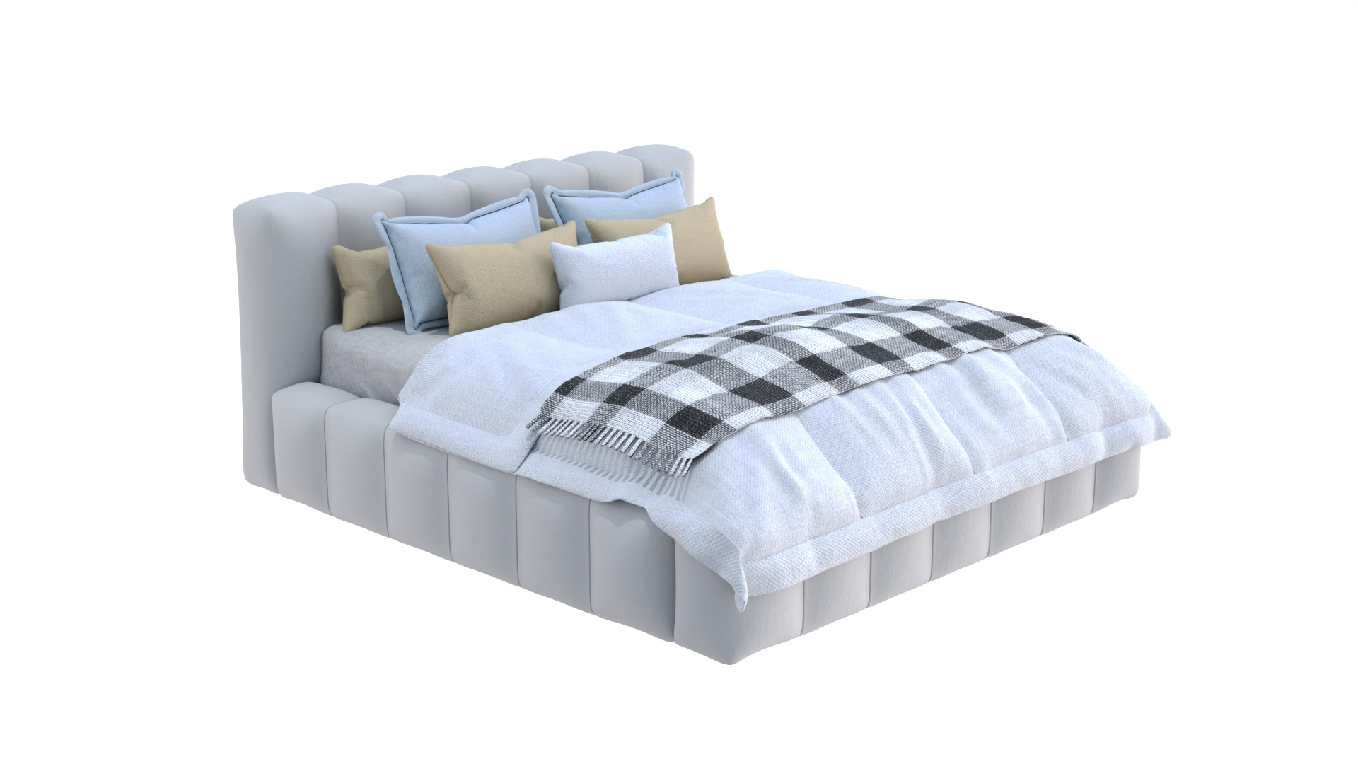 Modern Upholstered Bed 3D model_11