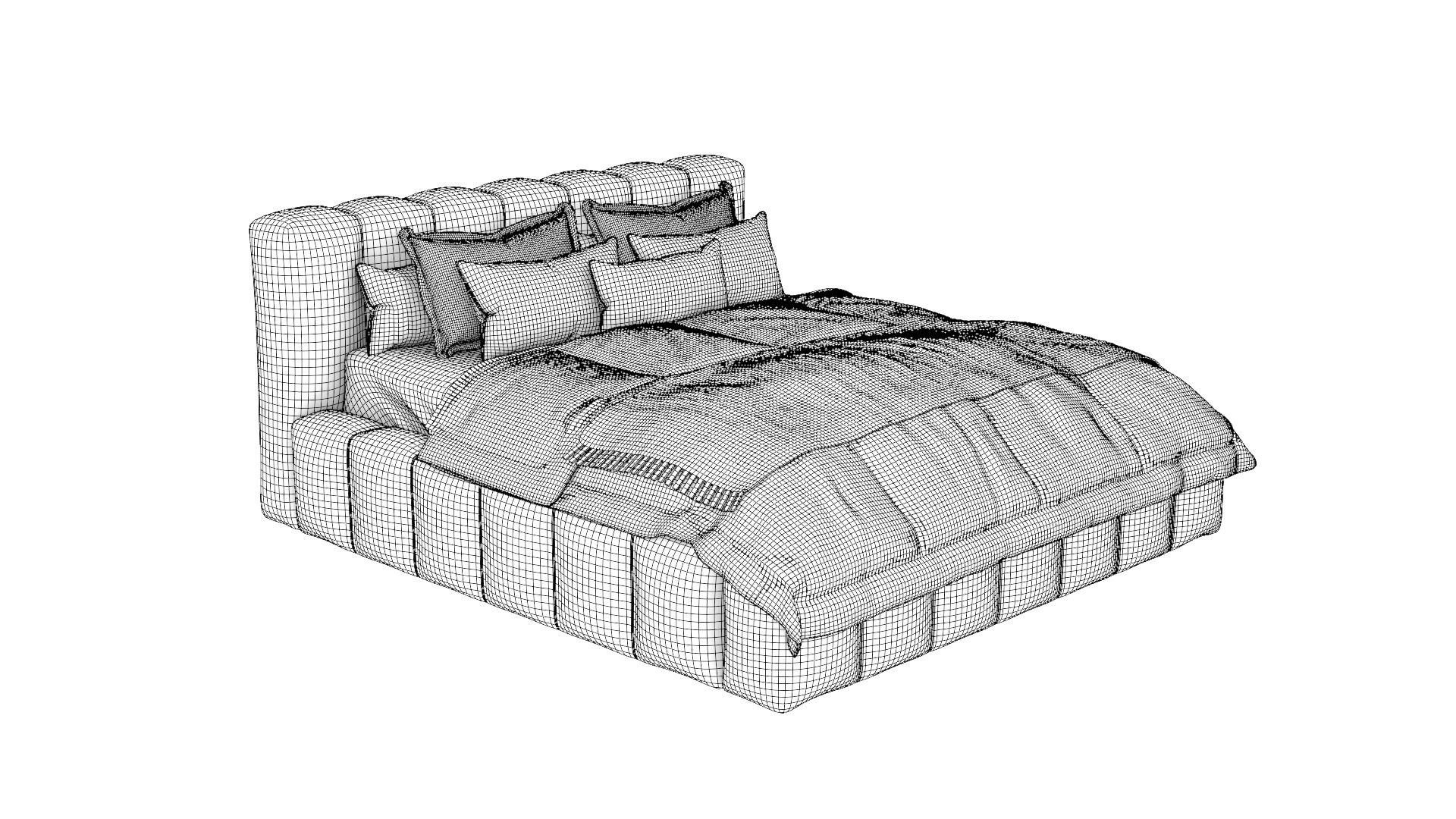 Modern Upholstered Bed 3D model_20