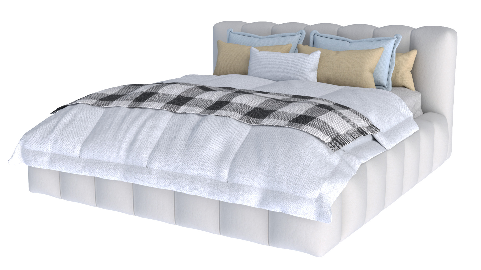 Modern Upholstered Bed 3D model_6