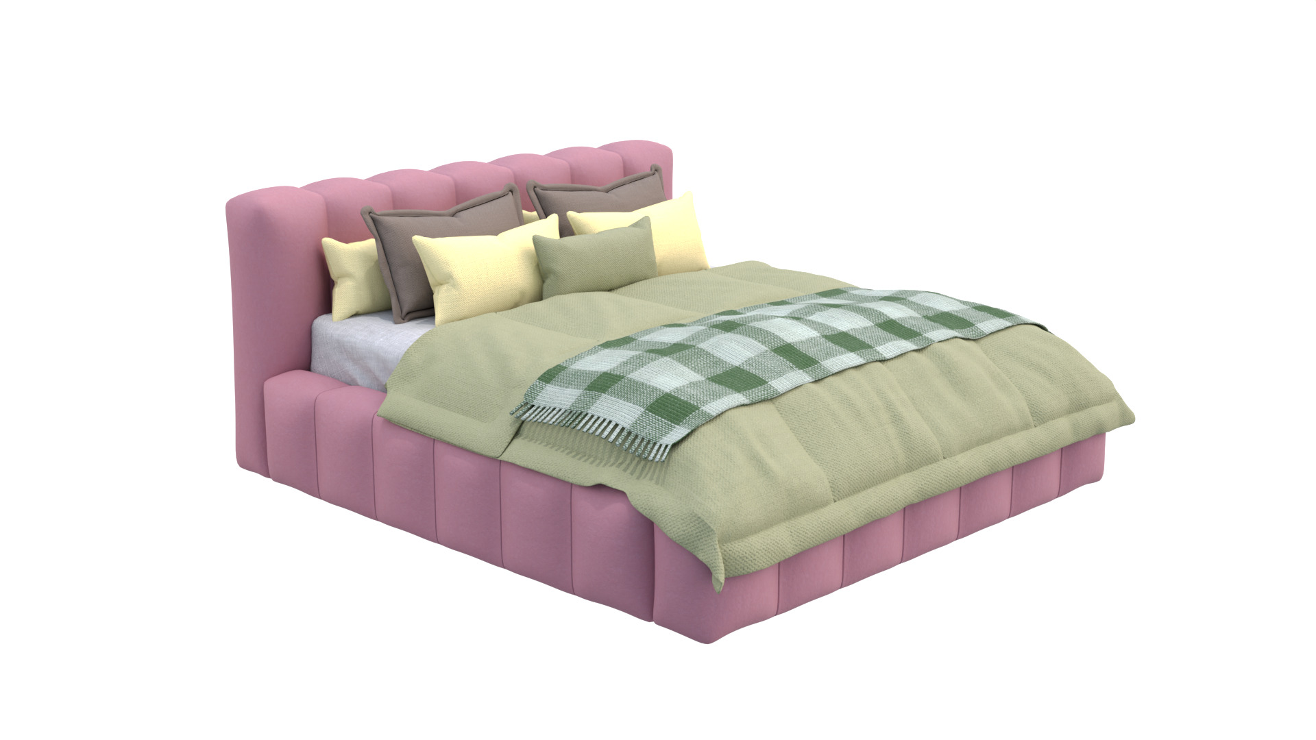 Modern Upholstered Bed 3D model_14