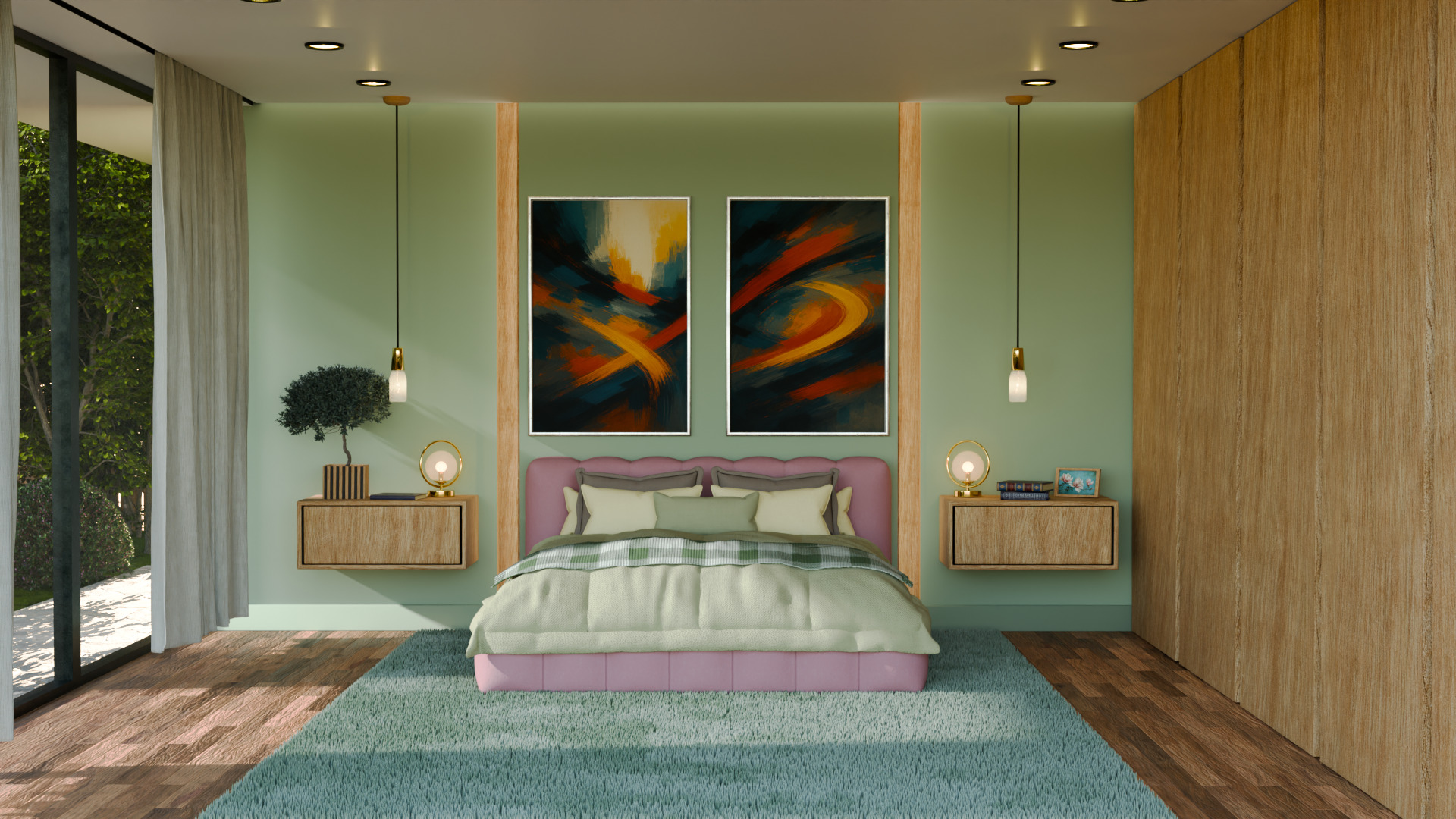 Modern Upholstered Bed 3D model_4