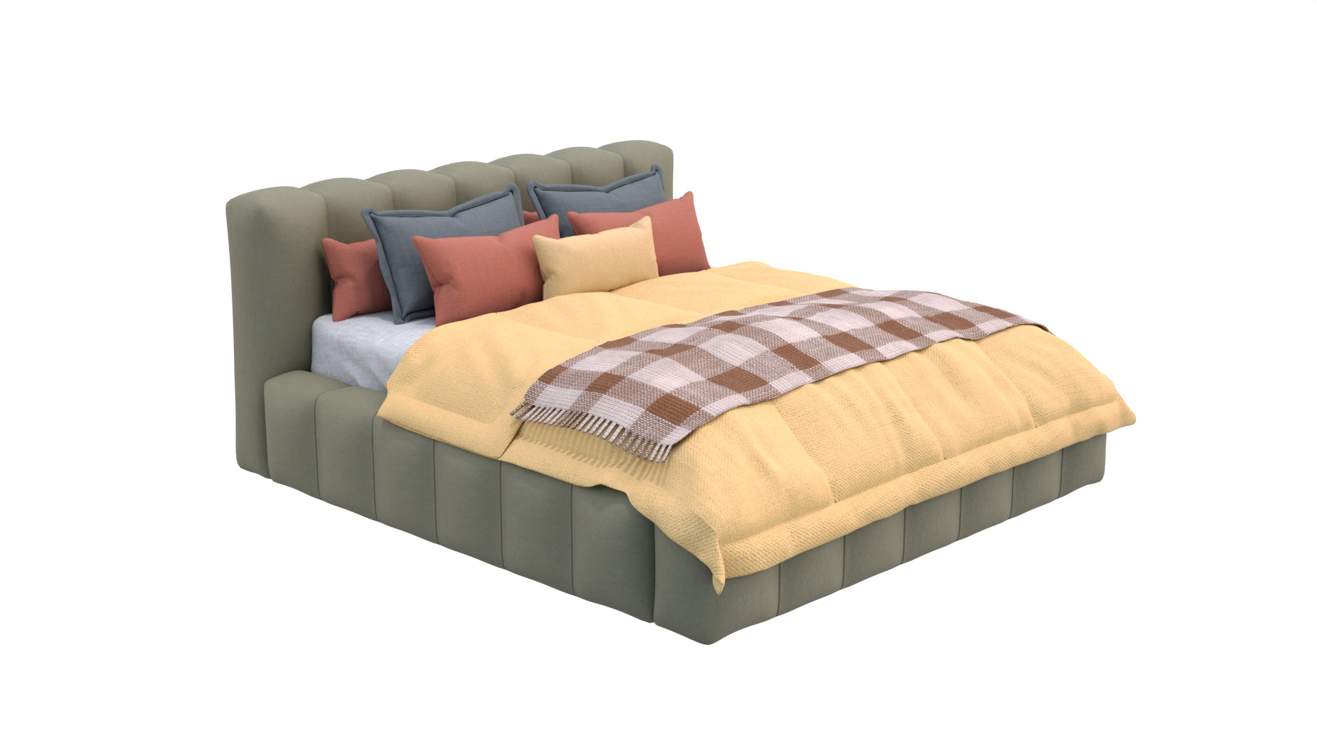 Modern Upholstered Bed 3D model_13
