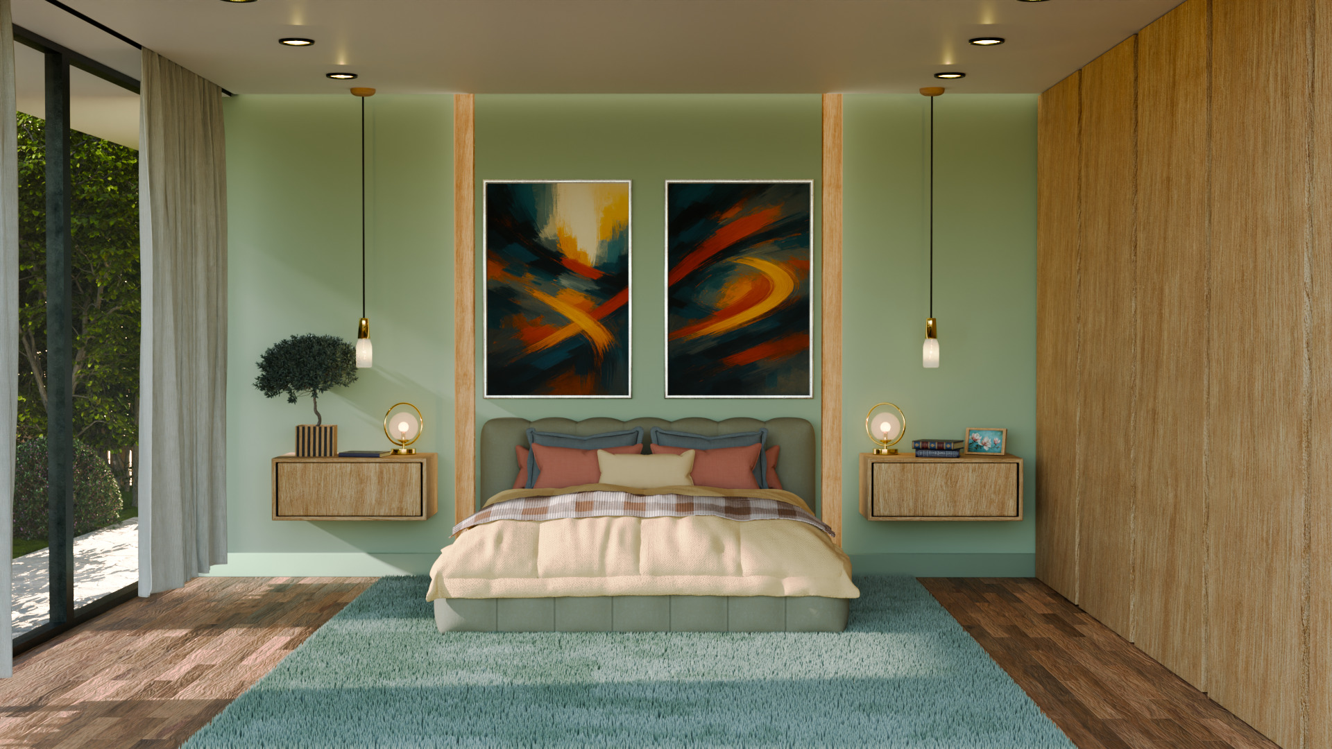 Modern Upholstered Bed 3D model_3