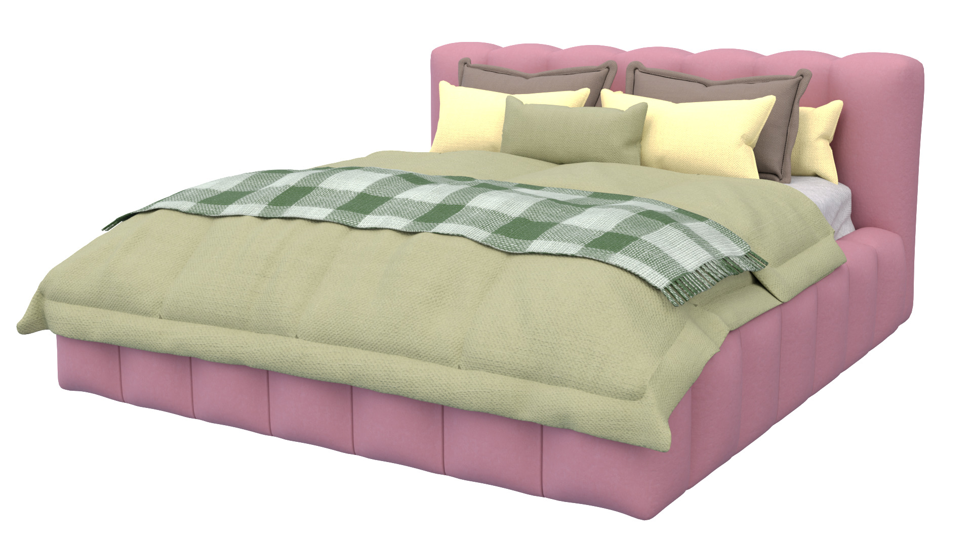 Modern Upholstered Bed 3D model_9