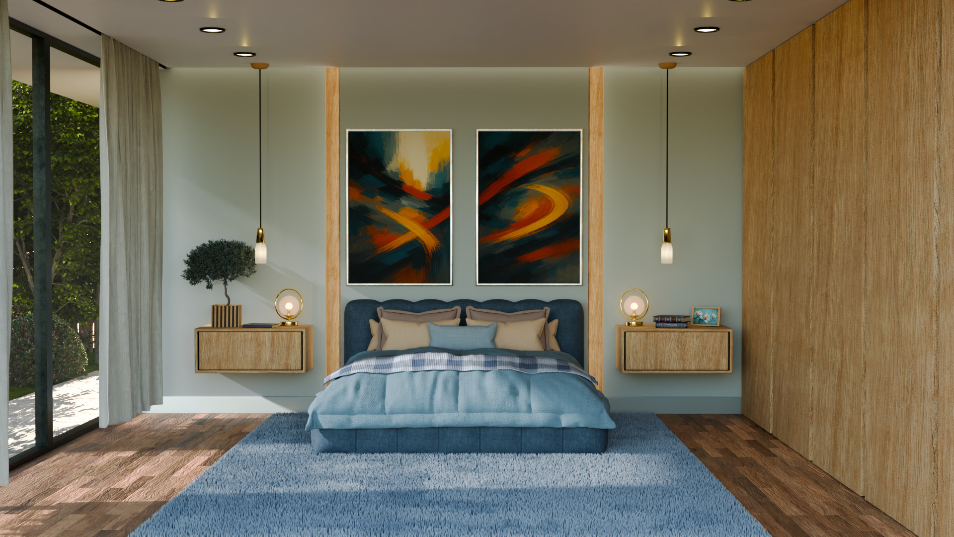 Modern Upholstered Bed 3D model_2