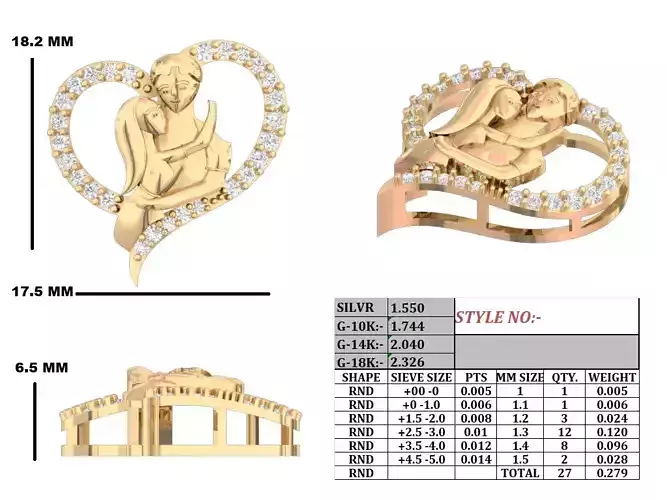 Heart Diamond pendant Heart Shape Couple Pendant