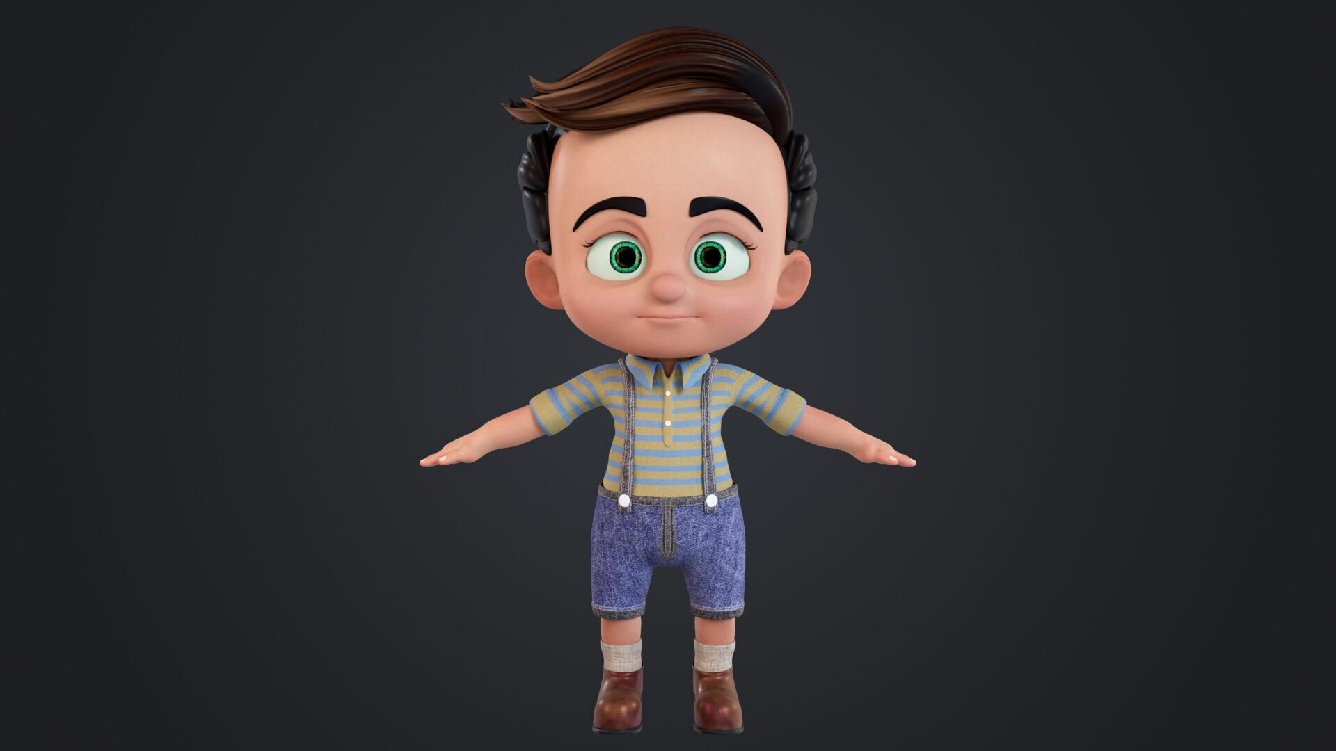 Cartoon Boy Rigged Low-poly 3D model_1