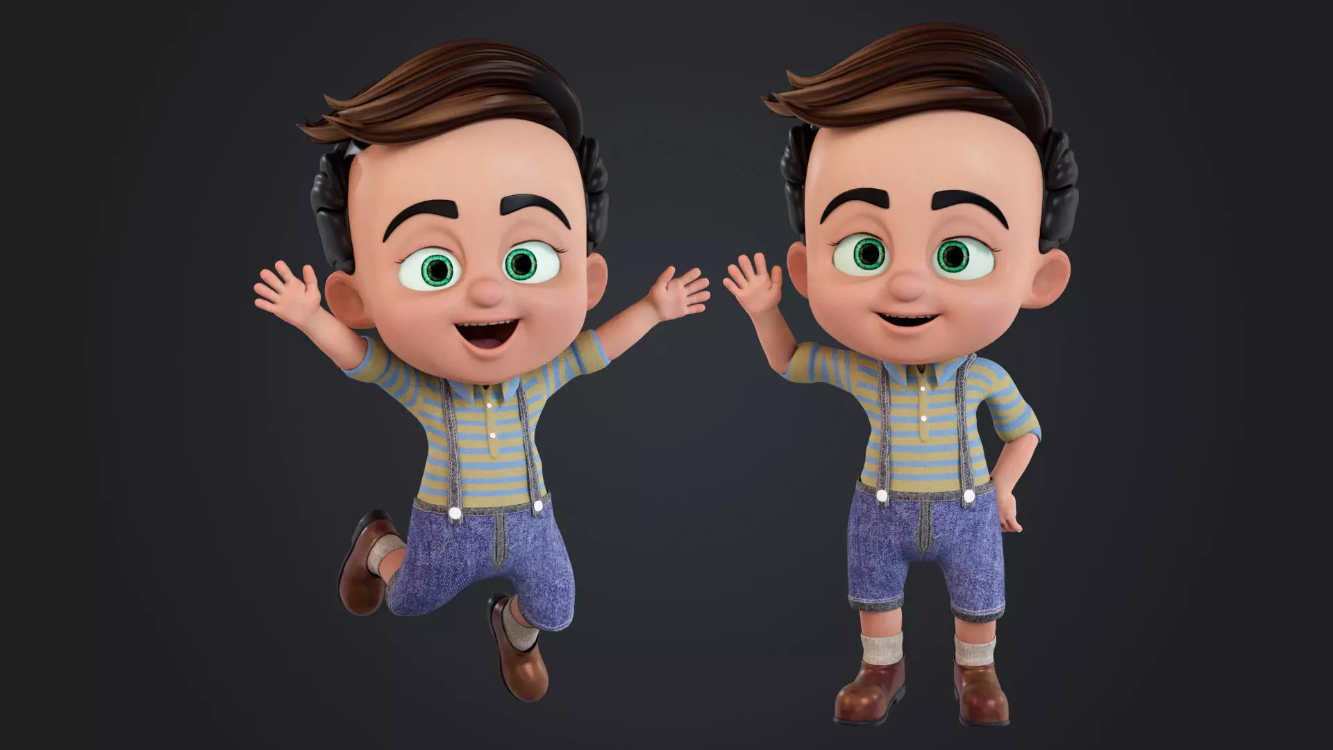 Cartoon Boy Rigged Low-poly 3D model_0