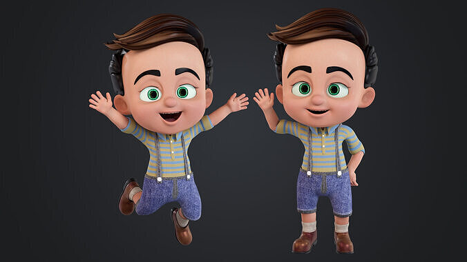 Cartoon Boy Rigged Low-poly 3D model