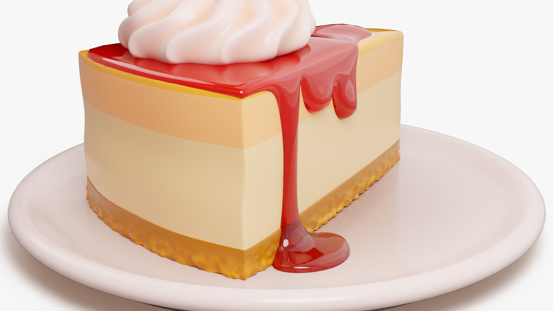 Strawberry Cheesecake Slice 3D model_6