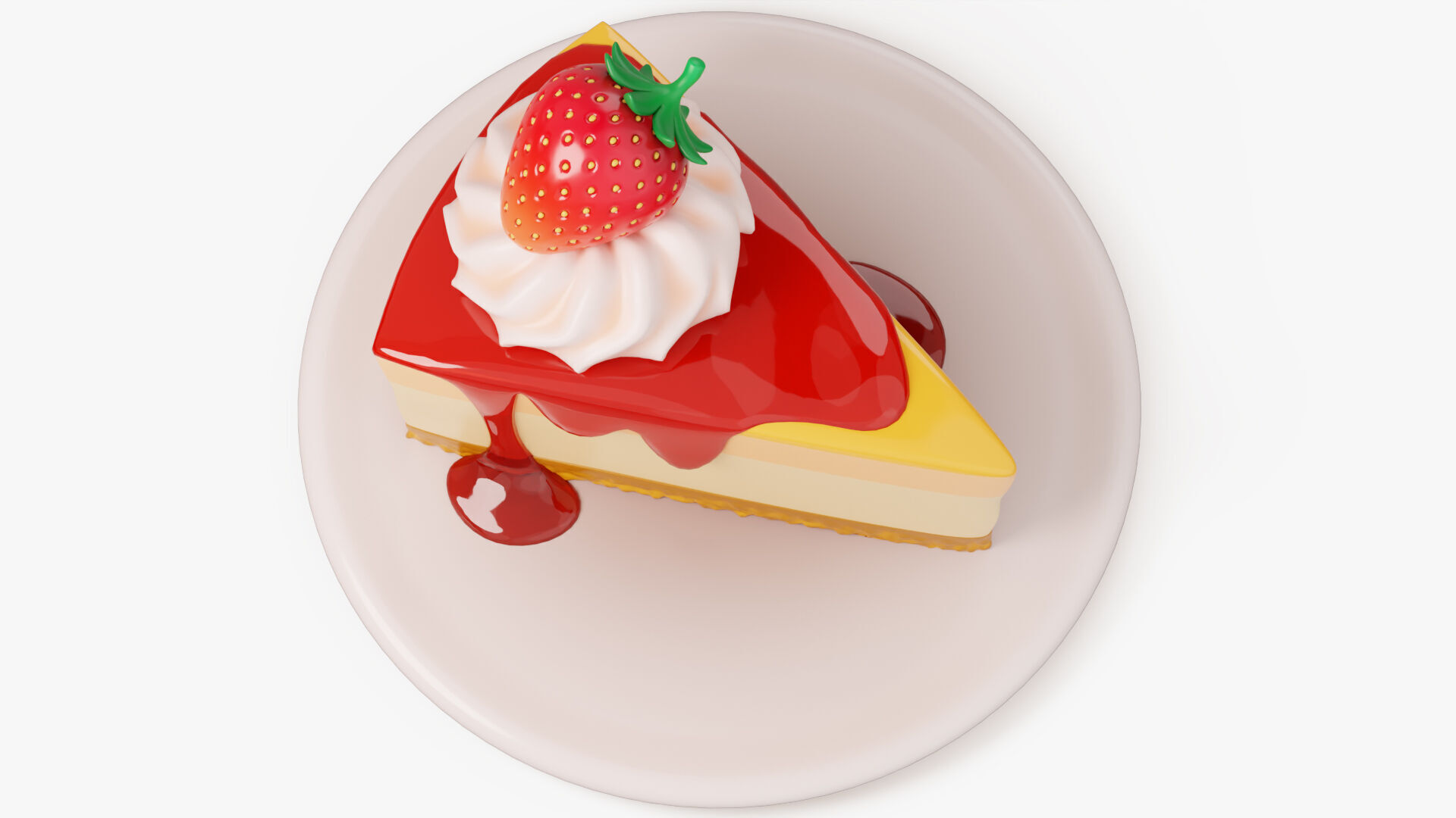 Strawberry Cheesecake Slice 3D model_4