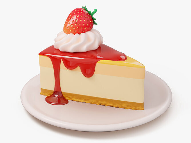 Strawberry Cheesecake Slice 3D model