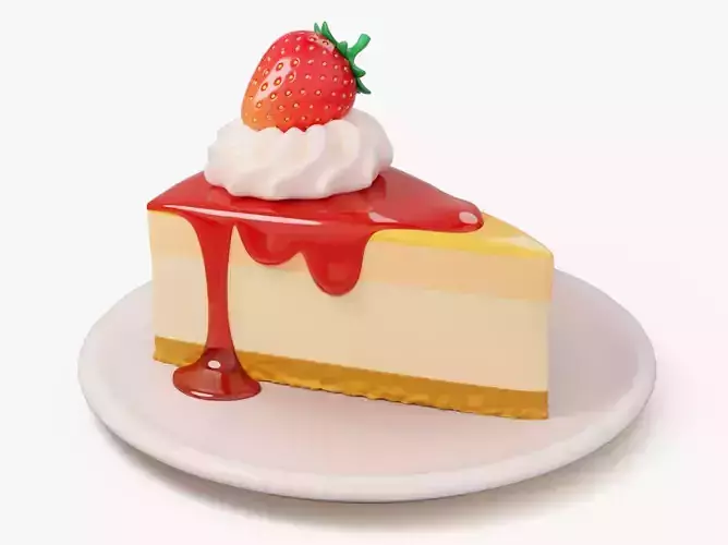 Strawberry Cheesecake Slice 3D model
