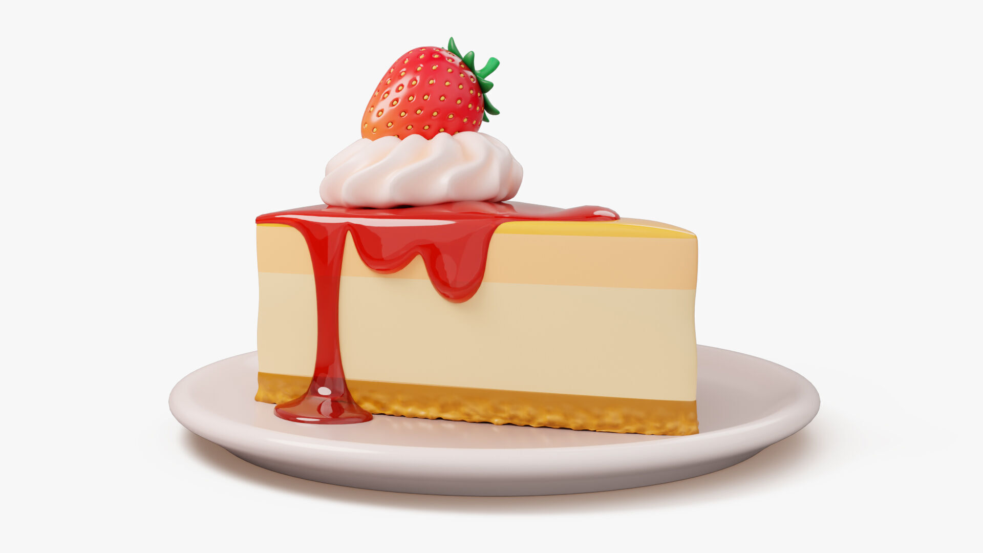 Strawberry Cheesecake Slice 3D model_3