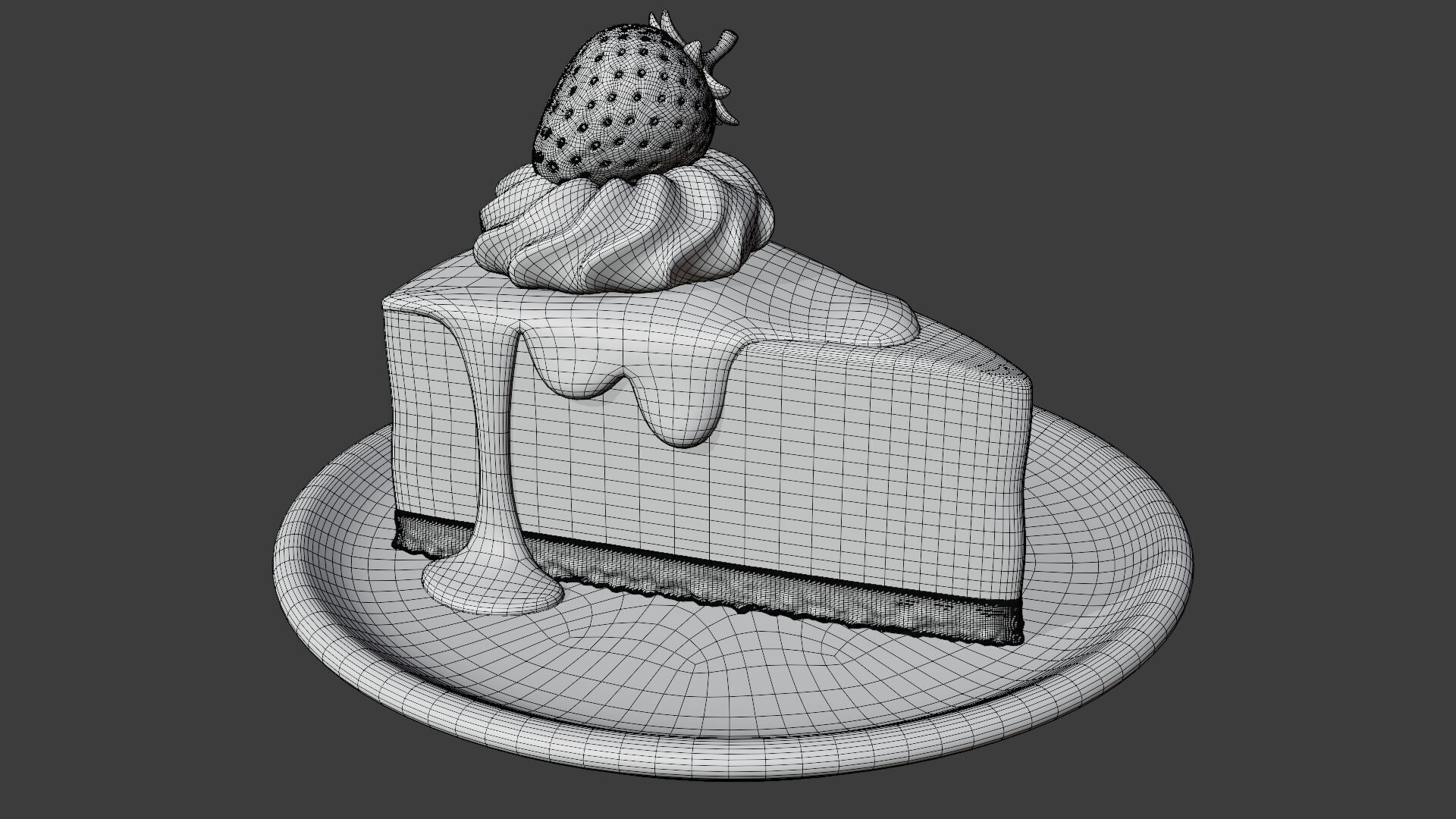 Strawberry Cheesecake Slice 3D model_7