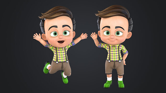 Cartoon Boy Rigged Low-poly 3D model