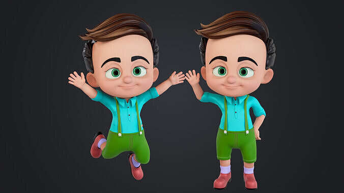 Cartoon Boy Rigged Low-poly 3D model