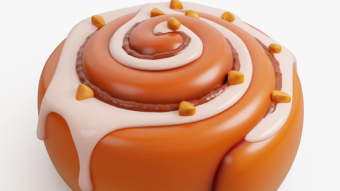 Cinnamon Roll with Icing and Nuts 3D model 6