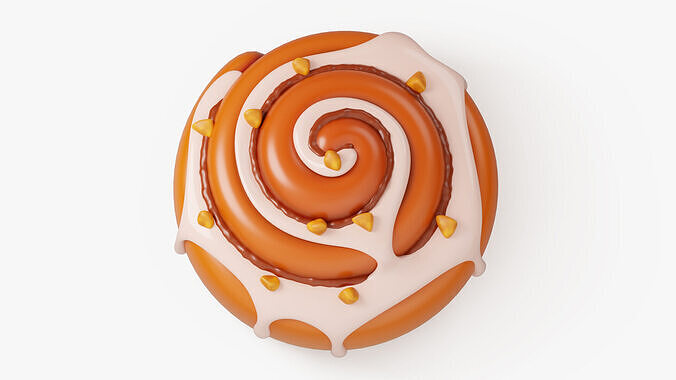 Cinnamon Roll with Icing and Nuts 3D model 4