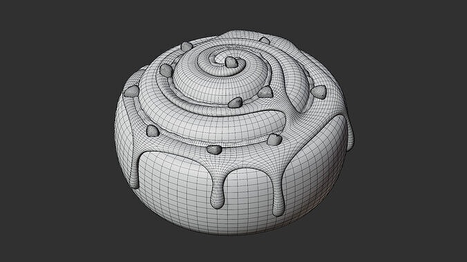 Cinnamon Roll with Icing and Nuts 3D model 7