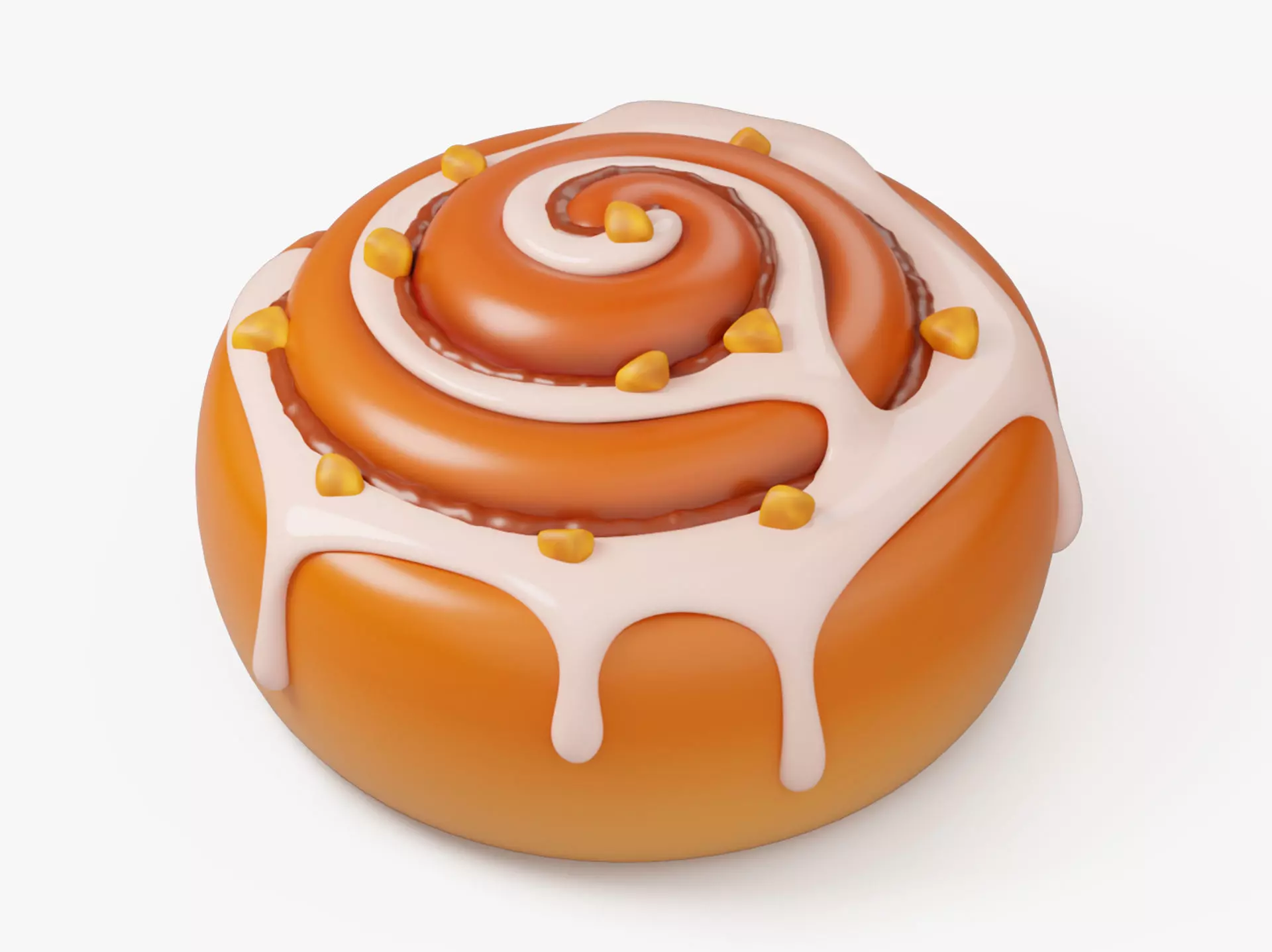 Cinnamon Roll with Icing and Nuts 3D model_0