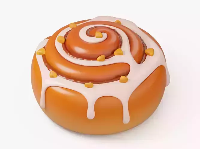 Cinnamon Roll with Icing and Nuts 3D model