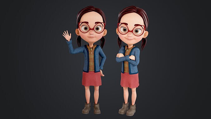 Cartoon Girl Rigged Low-poly 3D model