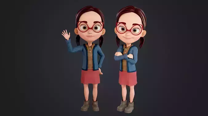 Cartoon Girl Rigged Low-poly 3D model