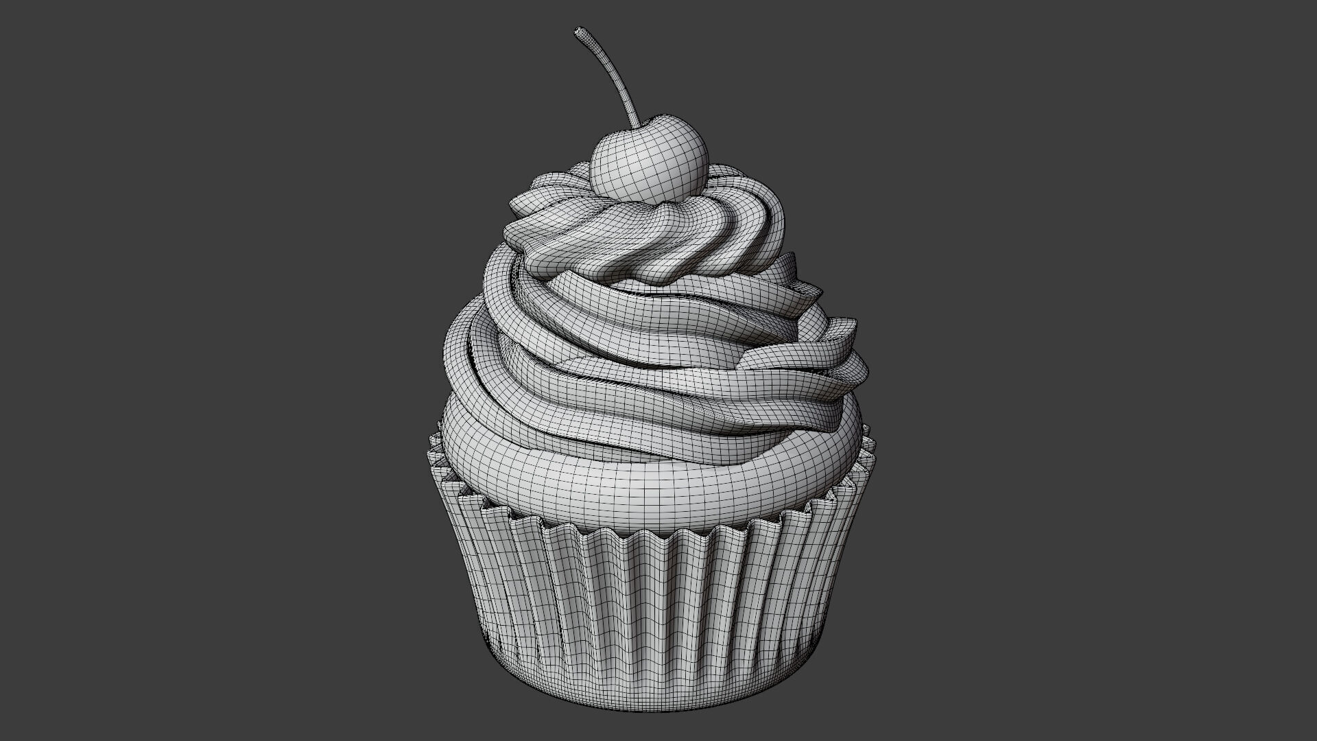 Chocolate Cupcake with Cherry 3D model_7
