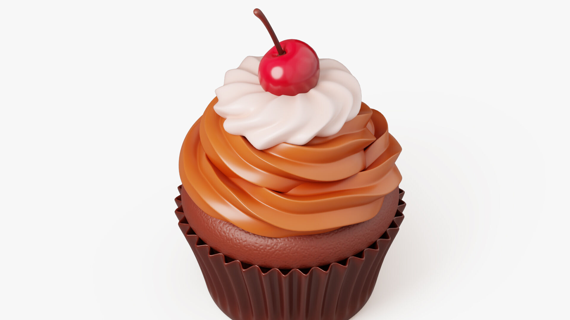 Chocolate Cupcake with Cherry 3D model_4