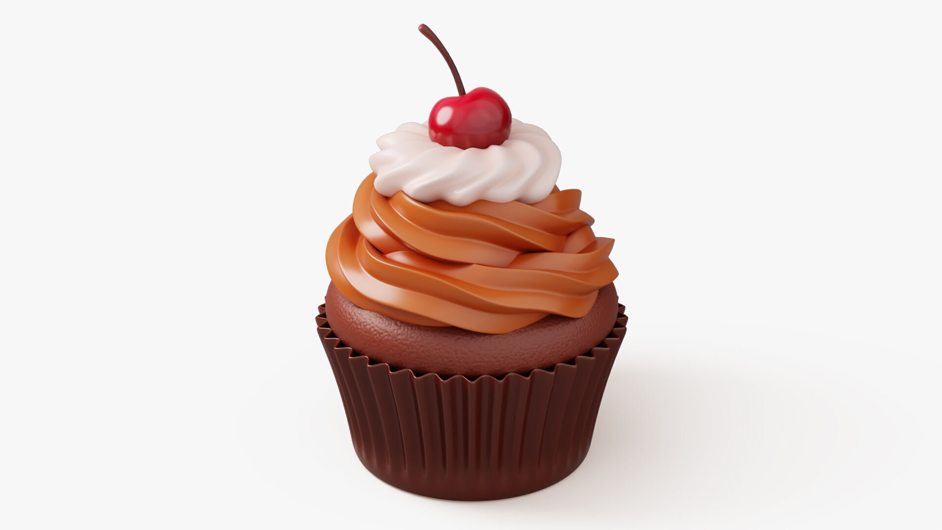 Chocolate Cupcake with Cherry 3D model_2