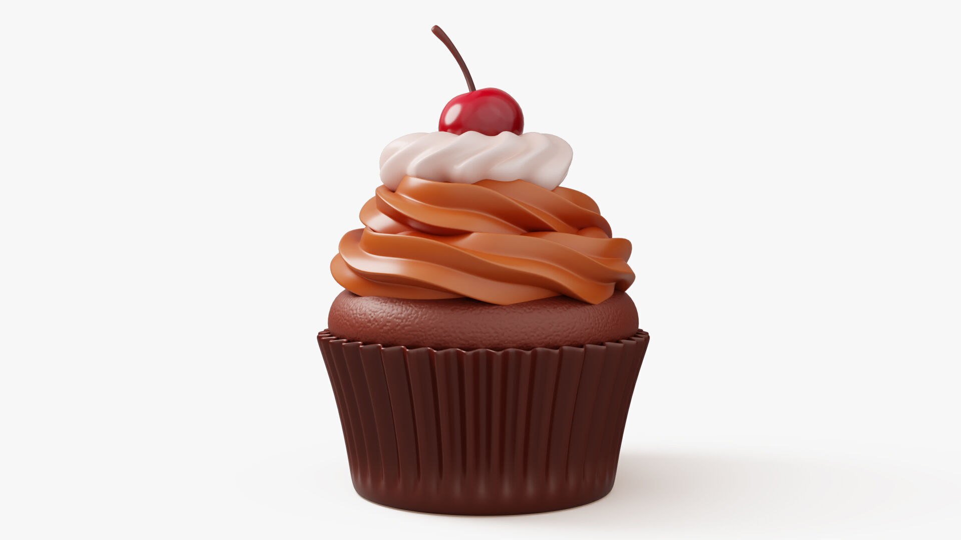 Chocolate Cupcake with Cherry 3D model_3