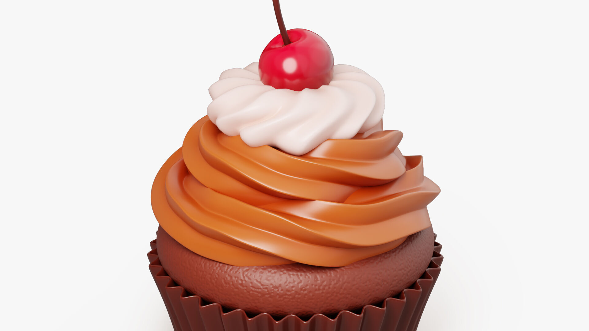 Chocolate Cupcake with Cherry 3D model_6