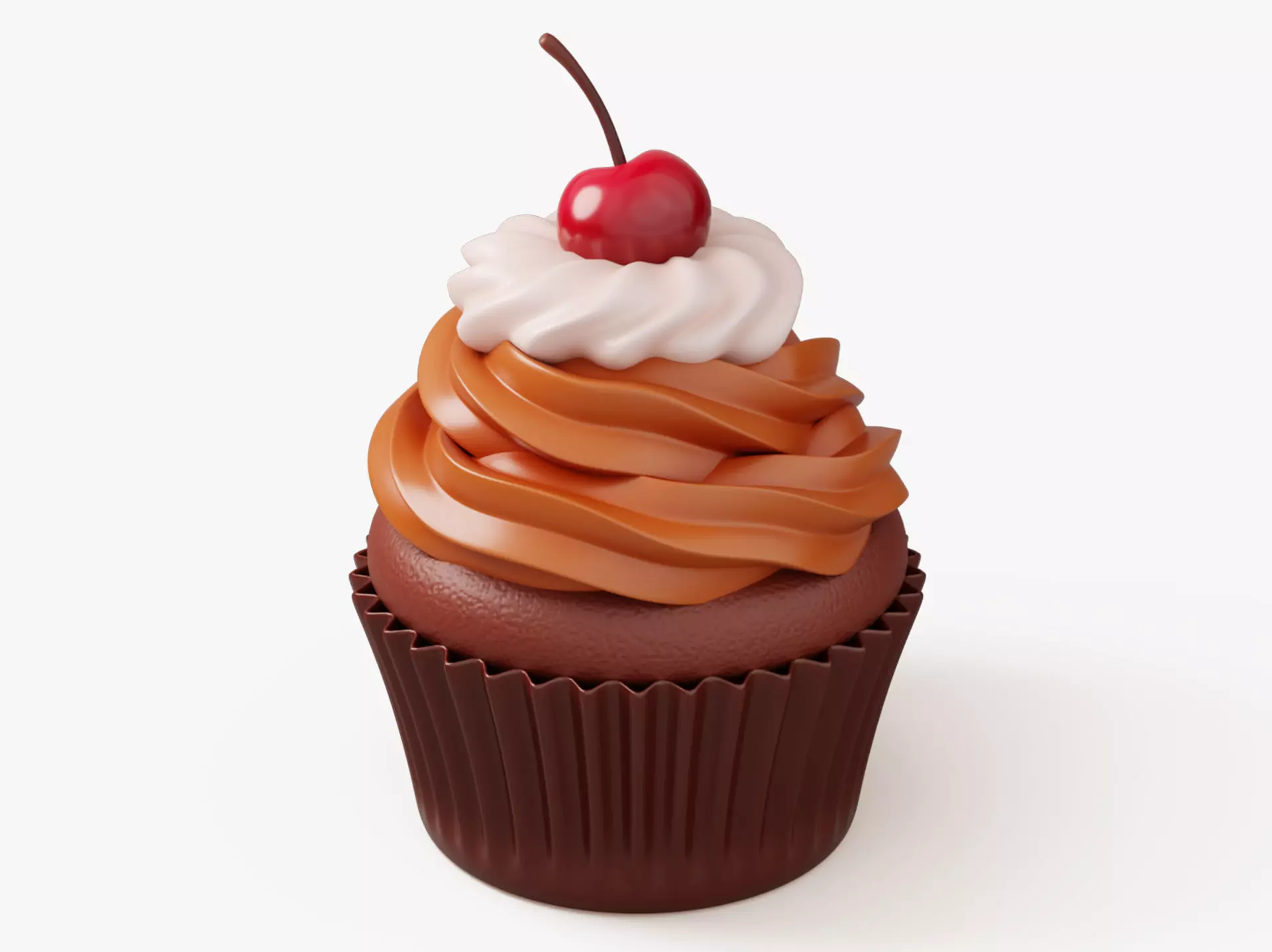Chocolate Cupcake with Cherry 3D model_0