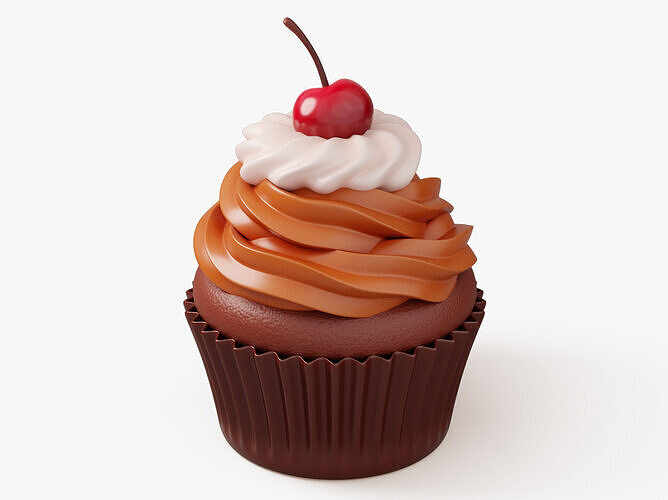 Chocolate Cupcake with Cherry 3D model