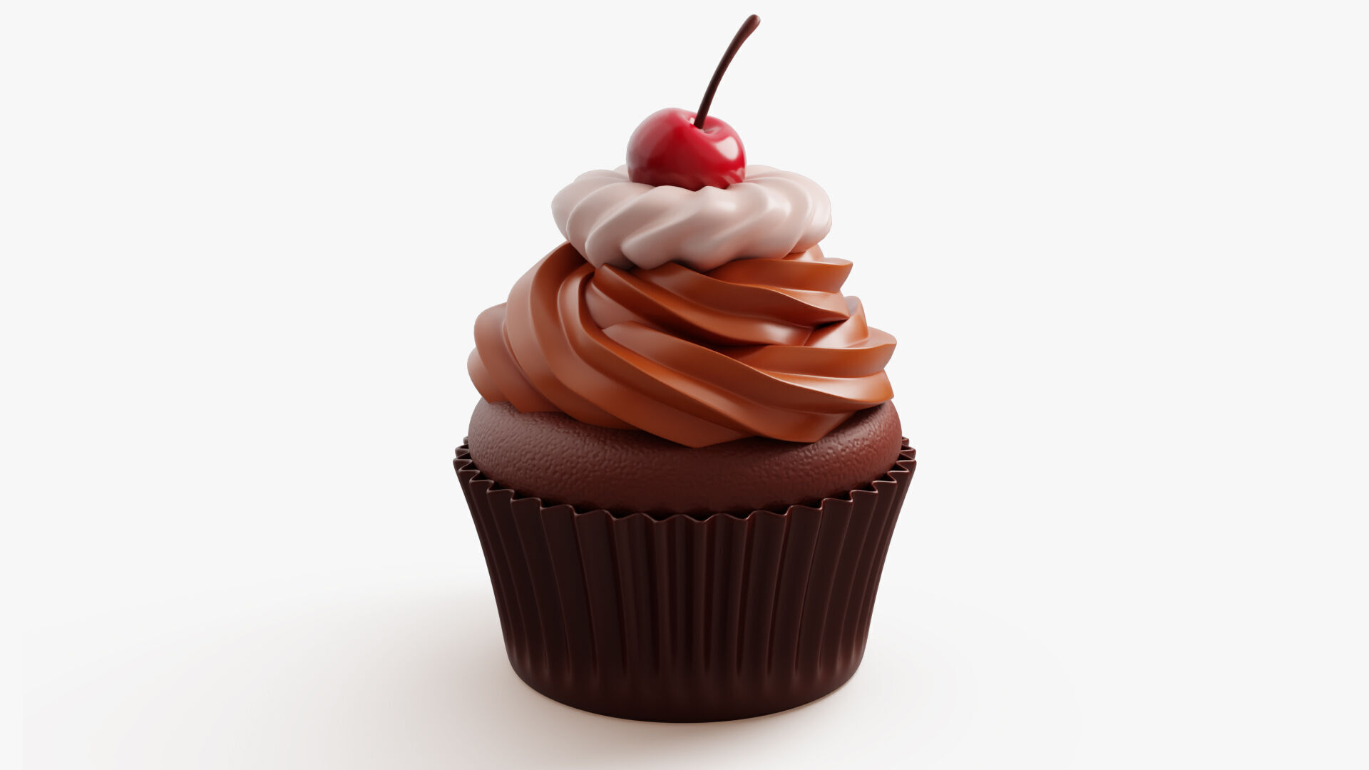 Chocolate Cupcake with Cherry 3D model_5