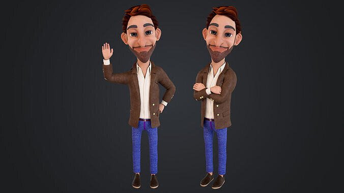 Cartoon Man Rigged Low-poly 3D model