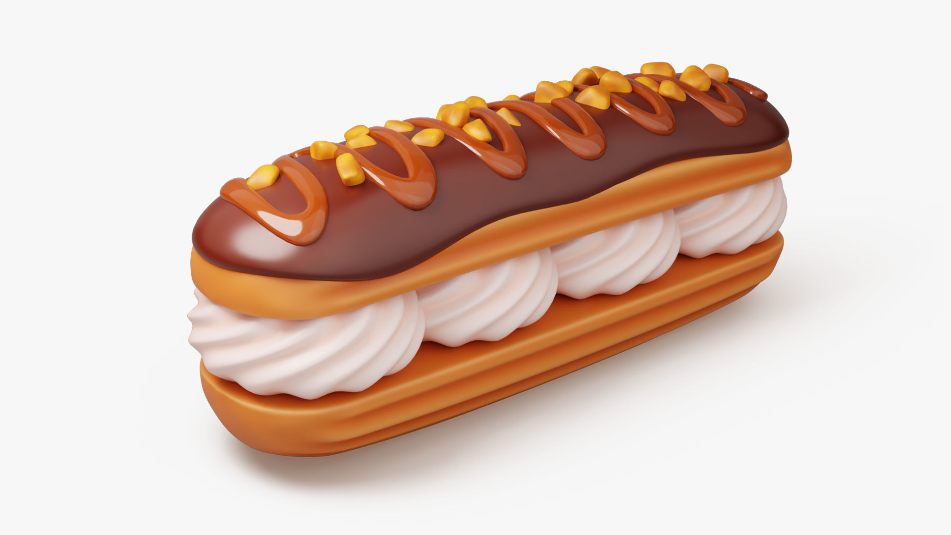 Chocolate Eclair Pastry 3D model_2