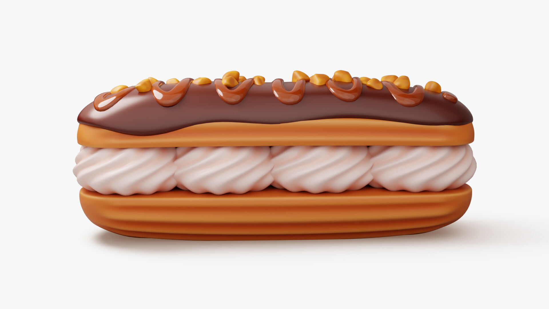 Chocolate Eclair Pastry 3D model_3