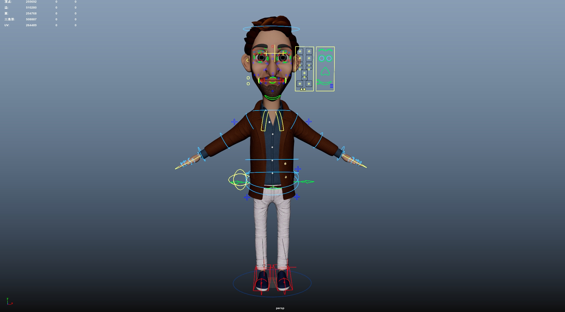 Cartoon Man Rigged Low-poly 3D model_19