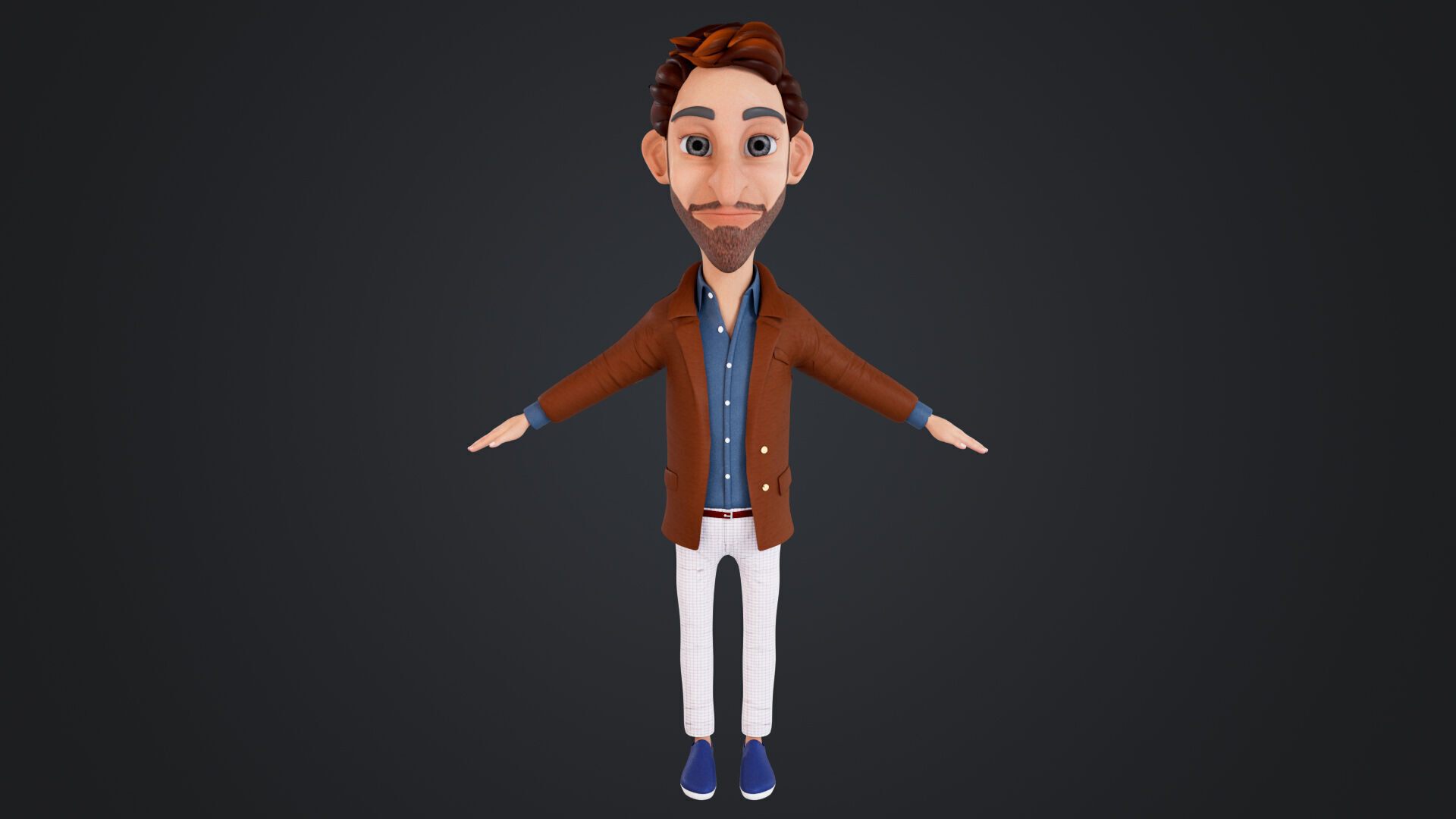 Cartoon Man Rigged Low-poly 3D model_1