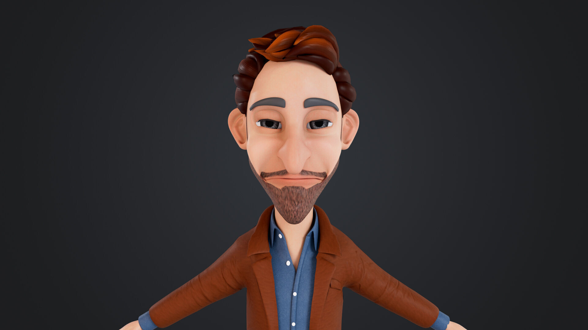 Cartoon Man Rigged Low-poly 3D model_13