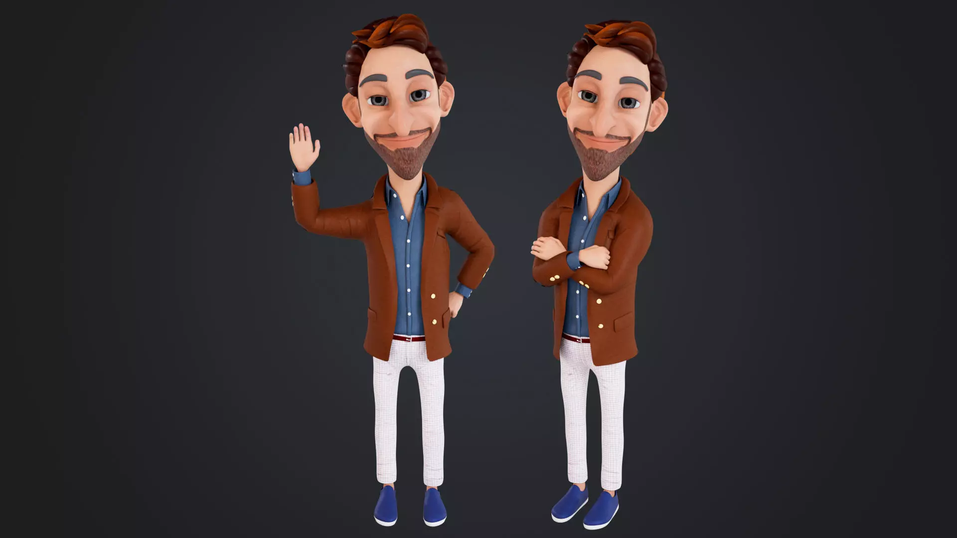 Cartoon Man Rigged Low-poly 3D model_0