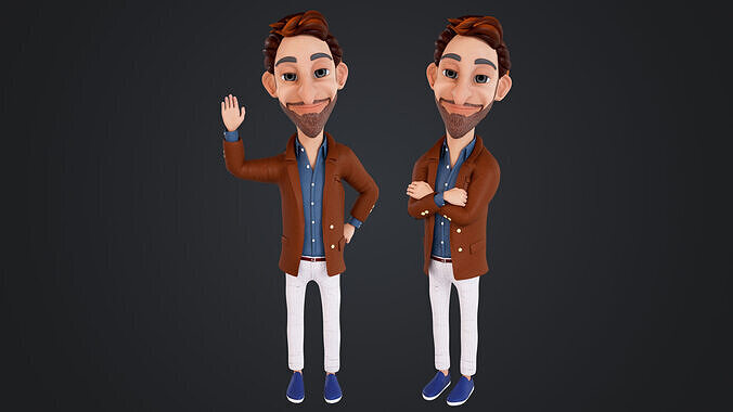 Cartoon Man Rigged Low-poly 3D model
