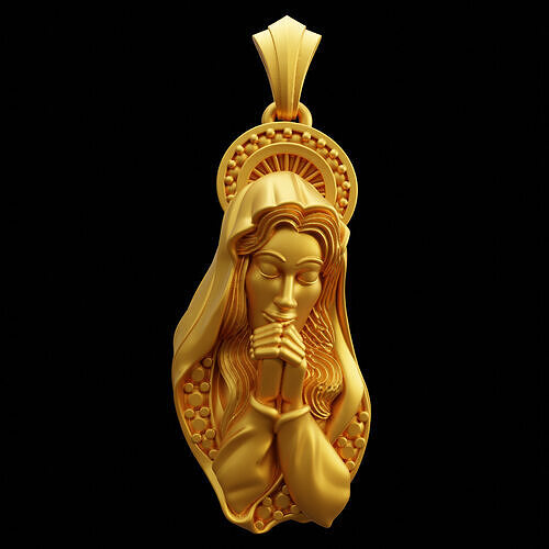 Virgin Mary Praying Pendant 3D print model