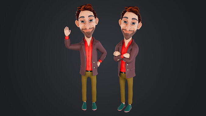 Cartoon Man Rigged Low-poly 3D model