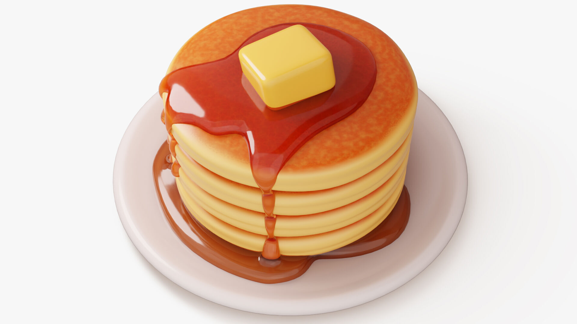 Pancake Stack with Syrup 3D model_4