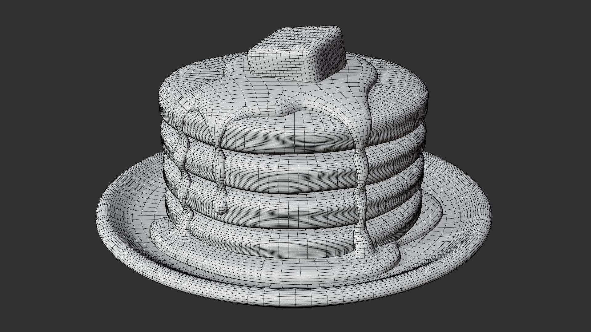 Pancake Stack with Syrup 3D model_7