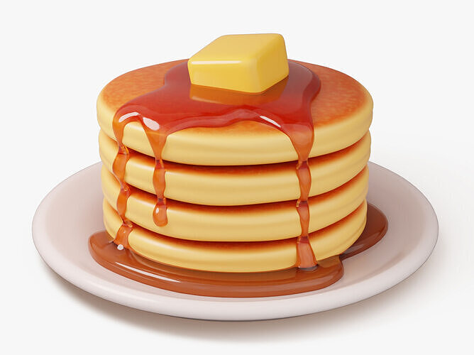 Pancake Stack with Syrup 3D model