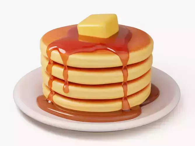 Pancake Stack with Syrup 3D model